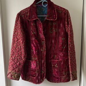 Coldwater Creek Reversible Embroidered Patchwork Jacket S